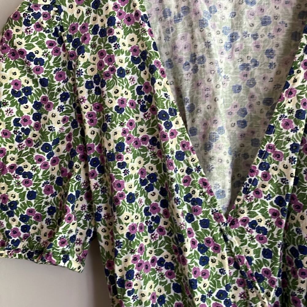 & Other Stories Puff Sleeve Floral Wrap Mini Dress - Picture 5 of 16